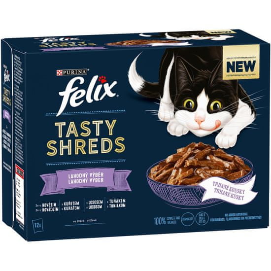 Felix Tasty Shreds okusen miks v soku, 6 x (12 x 80 g)
