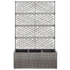 Vidaxl Visoka greda z oporno mrežo in 3 lonci 83x30x130 cm siva