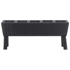Vidaxl Visoko cvetlično korito z nogami in 5 lonci 118x25x50 cm črno
