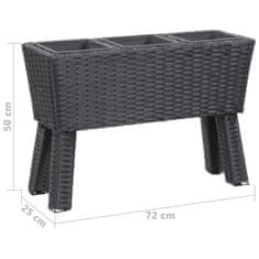 Vidaxl Visoko cvetlično korito z nogami in 3 lonci 72x25x50 cm črno
