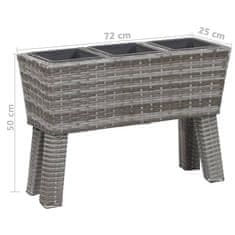 Vidaxl Visoko cvetlično korito z nogami in 3 lonci 72x25x50 cm sivo
