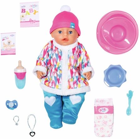 BABY born Soft Touch, deklica v zimskih oblačilih, 43 cm - Odprta embalaža