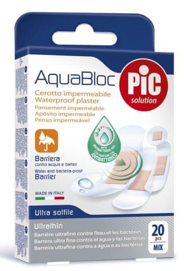 PIC Aquabloc Mix antibakterijski obliž, 20 kosov