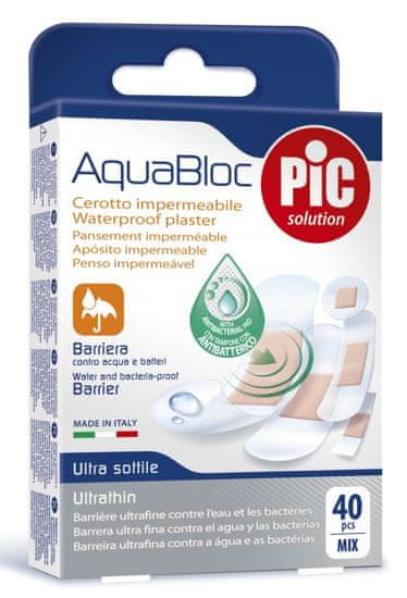 PIC Aquabloc Mix antibakterijski obliž, 40 kosov
