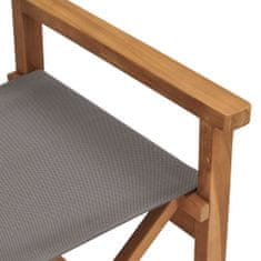 Vidaxl Zložljiv režiserski stol 2 kosa sive barve trdna tikovina