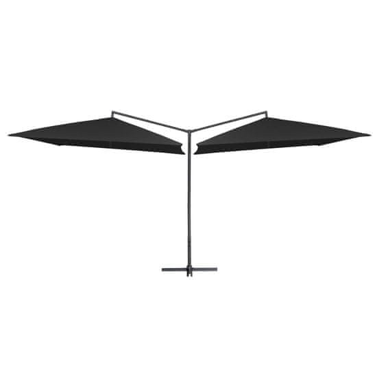 Vidaxl Dvojni senčnik z jeklenim drogom 250x250 cm črn
