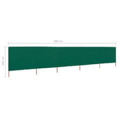 Vidaxl 5-panelni vetrobran tkanina 600x160 cm zelen