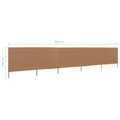 Vidaxl 5-panelni vetrobran tkanina 600x160 cm taupe