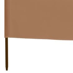 Vidaxl 3-panelni vetrobran tkanina 400x80 cm taupe