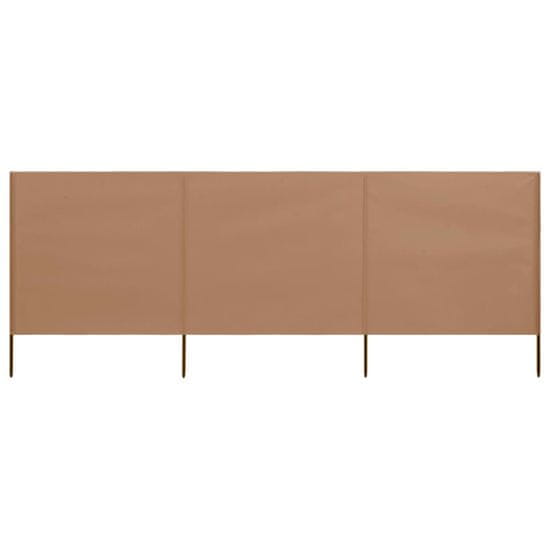 Vidaxl 3-panelni vetrobran tkanina 400x80 cm taupe