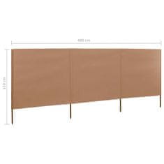 Vidaxl 3-panelni vetrobran tkanina 400x80 cm taupe