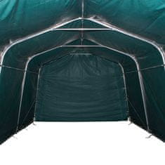 Vidaxl Premični šotor za živino PVC 550 g/m2 3,3x16 m temno zelen