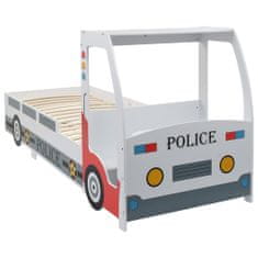 Greatstore Otroška postelja policijski avto, vzmetnica, 90x200 cm, H2 H3
