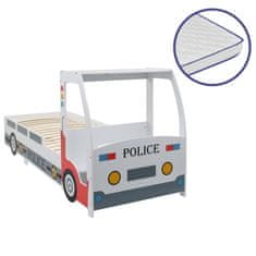 Vidaxl Otroška postelja policijski avto z vzmetnico 90x200 cm