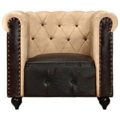 Vidaxl Chesterfield naslanjač rjavo pravo usnje