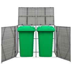 Vidaxl Dvojna lopa za smetnjake antracitna 153x78x120 cm poli ratan