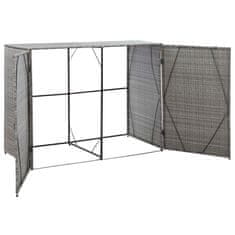 Vidaxl Dvojna lopa za smetnjake antracitna 153x78x120 cm poli ratan