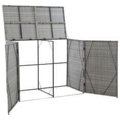 Vidaxl Dvojna lopa za smetnjake antracitna 153x78x120 cm poli ratan