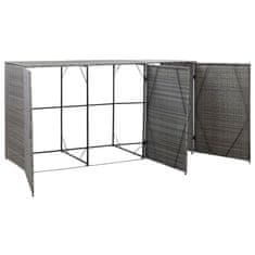 Vidaxl Trojna lopa za smetnjak antracitna 229x78x120 cm poli ratan