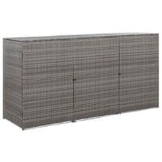 Vidaxl Trojna lopa za smetnjak antracitna 229x78x120 cm poli ratan