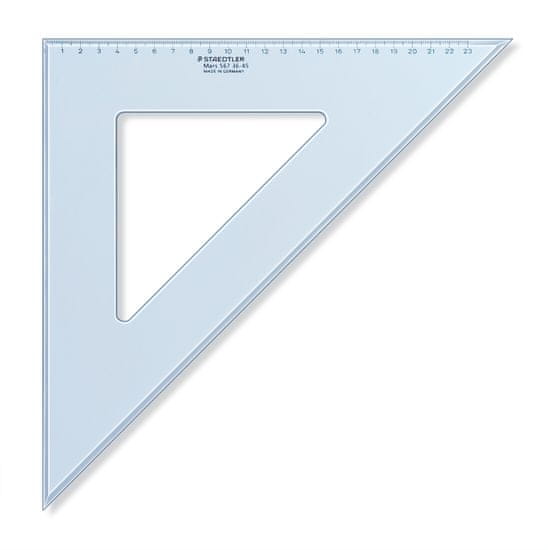 Staedtler trikotnik, 36 cm, 45/45 stopinj, prozorno moder