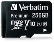 Verbatim Premium U1 microSDXC kartica, 256 GB, UHS-I, V10 U1 + adapter