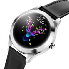 Neogo SmartWatch Glam, ženska pametna ura, črna/usnje