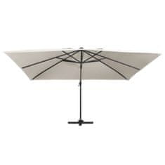 Vidaxl Stranski senčnik LED in aluminijast drog 400x300 cm peščen