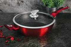 Berlingerhaus Globoka ponev z marmornato površino in pokrovom 32 cm Burgundija Metallic Line BH-1261
