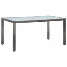 Vidaxl Vrtna miza siva 150x90x75 cm poli ratan