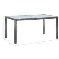 Vidaxl Vrtna miza siva 150x90x75 cm poli ratan