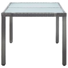 Vidaxl Vrtna miza siva 150x90x75 cm poli ratan