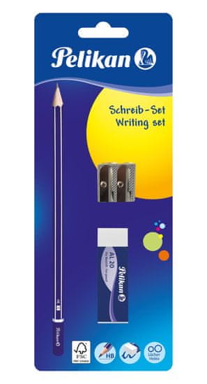 Pelikan set za pisanje, svinčnik, HB + radirka + šilček