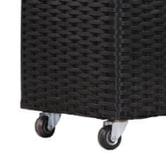 Vidaxl Visoko cvetlično korito s 3 lonci 100x30x36 cm poli ratan črno