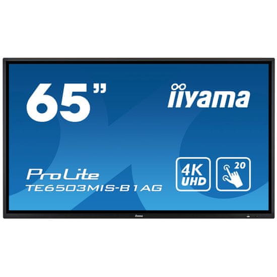 iiyama ProLite LCD informacijski monitor, 165,1 cm, 4K UHD, IPS, na dotik (TE6503MIS-B1AG)