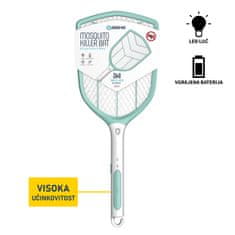 Platinet PRMB3839, 2-v-1 električni lopar za mrčes + LED lučka, vgrajena Li-Ion baterija, zelo zmogljiv