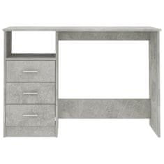Vidaxl Pisalna miza s predali betonsko siva 110x50x76 cm iverna plošča