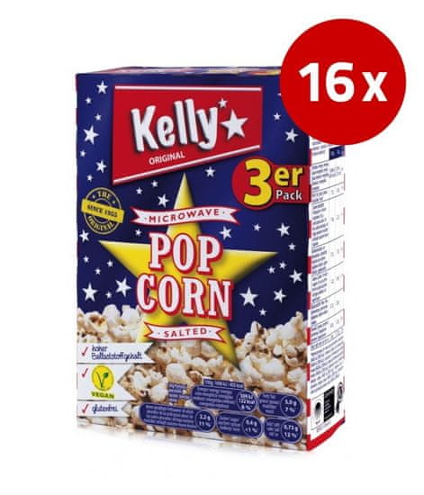 Kellys Popcorn MWP, soljen, (3 x 90 g = 270 g), 16 x 270 g