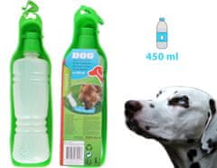 Plastenka 2 v 1, prenosna, za pse, 450 ml, zelena