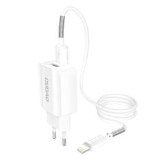 DUDAO A2EU Home Travel polnilec 2x USB 2.4A + Lightning kabel, bela