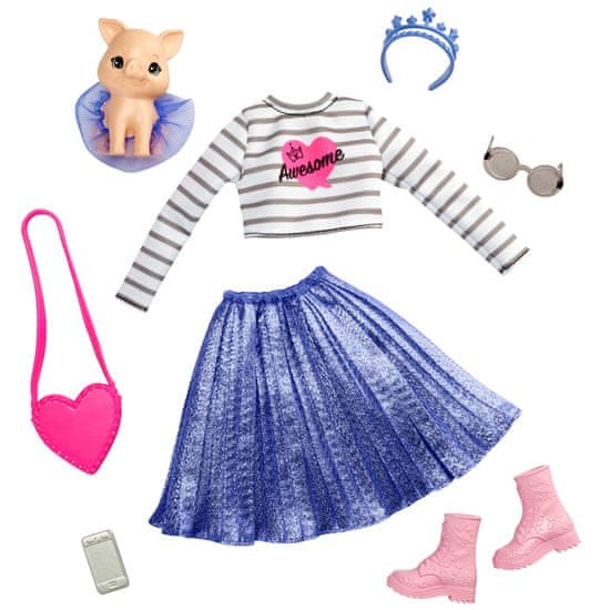Mattel Barbie Princess Adventure Hišni ljubljenček in obleka z dodatki Pujsek