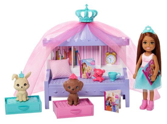 Mattel Barbie Princess Adventure Princezna Chelsea Igralni set s posteljico