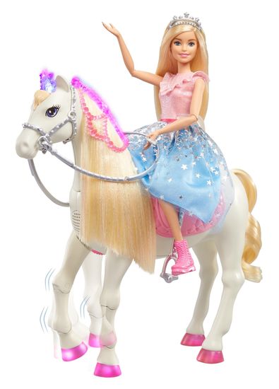 Mattel Barbie Princess Adventure Princess in konj, svetlobni in zvočni efekti