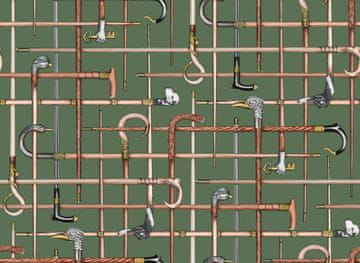 Cole & Son Ozadje BASTONI 14027, kolekcija FORNASETTI SENZA TEMPO