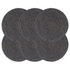 Vidaxl Pogrinjki 6 kosov temno sivi 38 cm okrogli iz jute