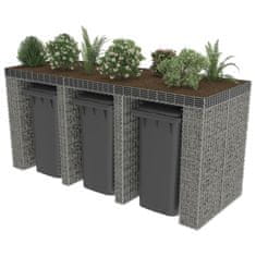 Vidaxl Gabionska stena za koš za smeti pocinkano jeklo 270x100x130 cm