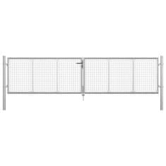 Greatstore Vrtna vrata pocinkano jeklo 415x125 cm srebrna