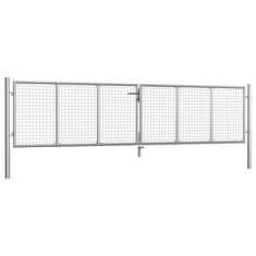 Greatstore Vrtna vrata pocinkano jeklo 415x125 cm srebrna