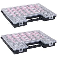 Vidaxl Škatle za sortiranje 2 kosa z delilniki 385x283x50 mm plastika
