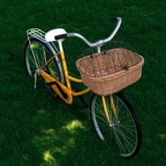 Greatstore Sprednja kolesarska košara s pokrovom 50x45x35 cm naravna vrba